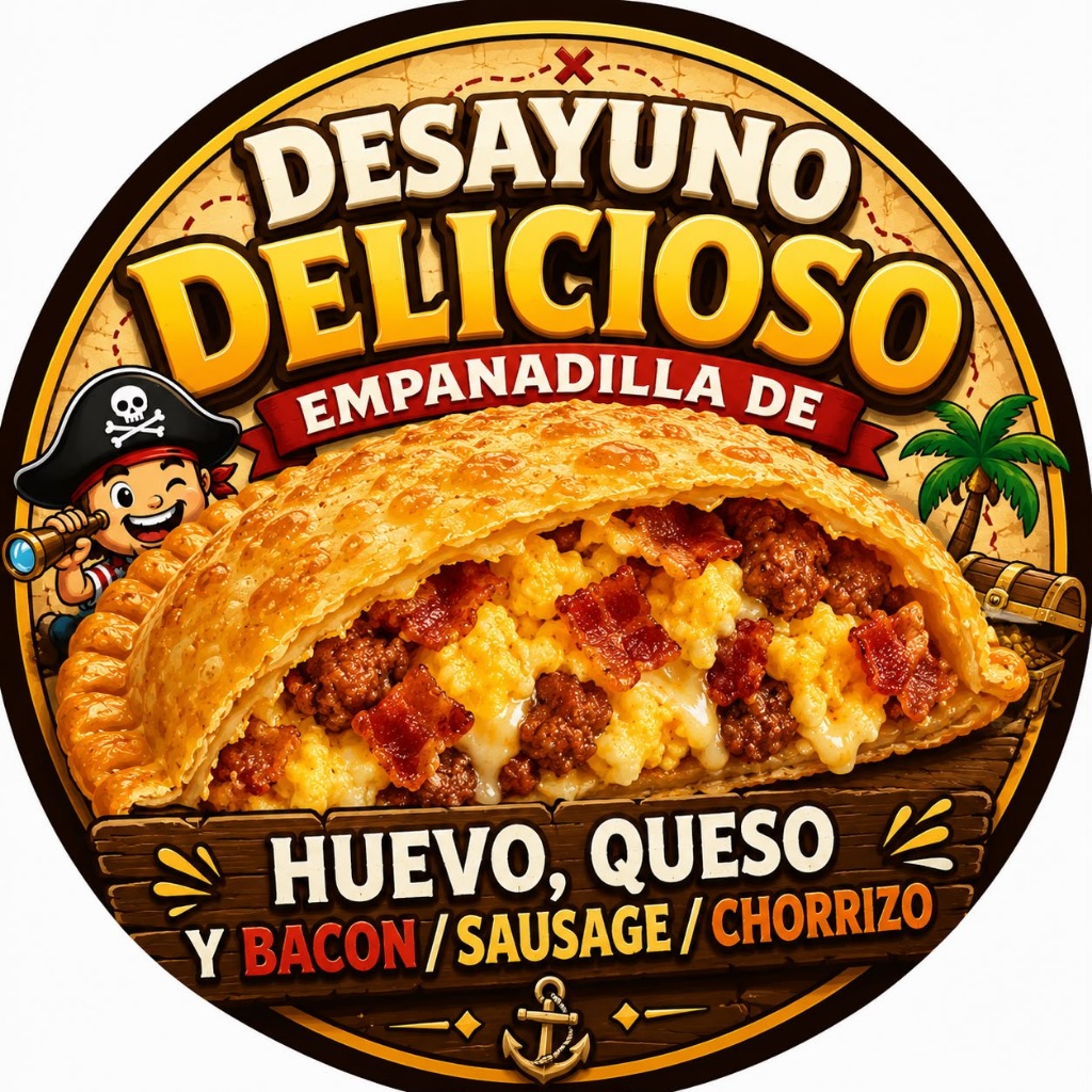 Empanadilla de Desayuno Delicioso Huevo Queso Bacon Sausage Chorizo